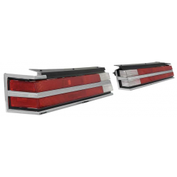 1984-87 Buick Regal Chrome Complete Tail Light Set with Housing, Gaskets, Clips and Hardware